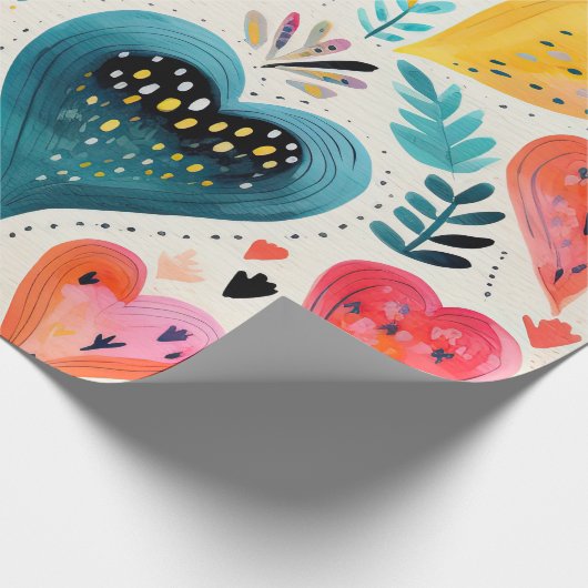 Waterverf Harten Valentijn Cadeaupapier (Hoek)