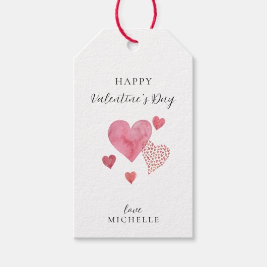 Waterverf harten, Valentijnsdag Cadeaulabel (Voorkant)