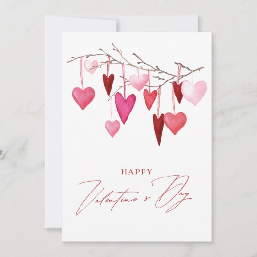 Waterverf Harten Valentijnsdag Feestdagenkaart (Voorkant)