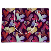Waterverf Harten Valentijnsdag Grote Gift Bag Large Cadeautasje (Voorkant)