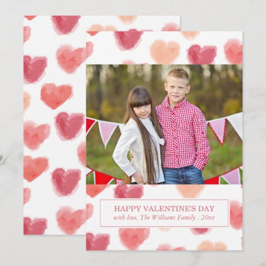Waterverf harten | Valentijnsdag Kaarten (Voorkant / Achterkant)