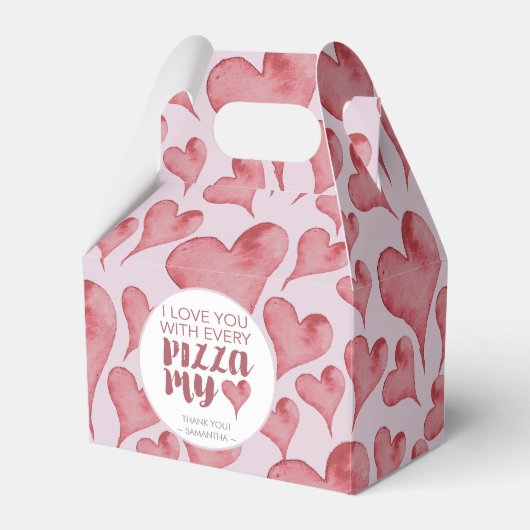 Waterverf Harten Valentijnsdag Pizza Lover Bedankdoosjes (Voorkant Zijde)