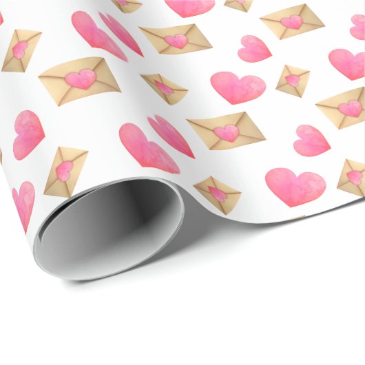 Waterverf Harten & Valentijnse  Cadeaupapier (Rol Hoek)