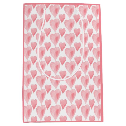 Waterverf Harten Valentijnse Medium Cadeauzakje (Voorkant)