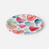 Waterverf hartenpatroon papieren bordje (Gekanteld)