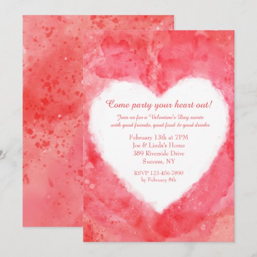 Waterverf - harteuitnodiging kaart (Voorkant / Achterkant)