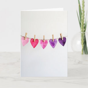 Waterverf Hartjes Liefde Kaart