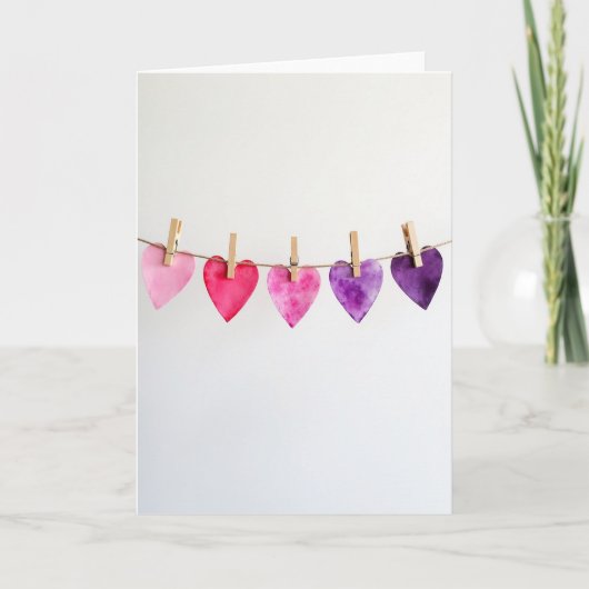 Waterverf Hartjes Liefde Kaart (Voorkant)