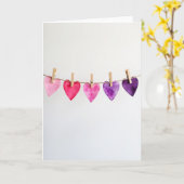Waterverf Hartjes Liefde Kaart (Gele Bloem)