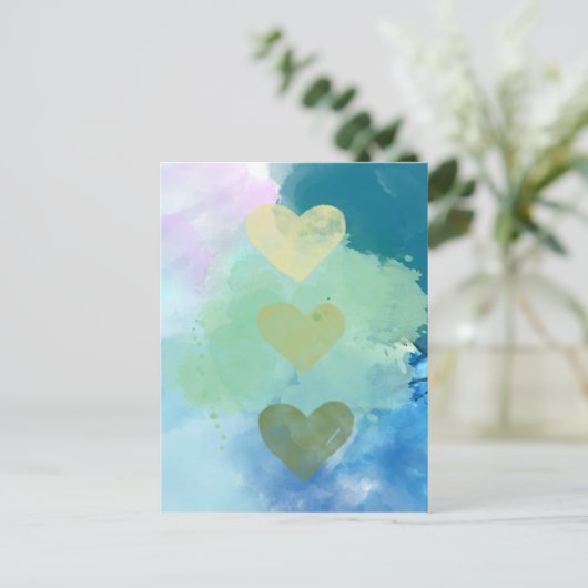 Waterverf hartkaart briefkaart (Staand voorkant)