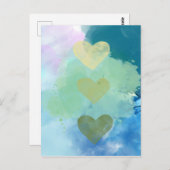 Waterverf hartkaart briefkaart (Voorkant / Achterkant)