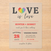 Waterverf hartliefde is liefde voor homoseksuele b acryl uitnodigingen (Voorkant)