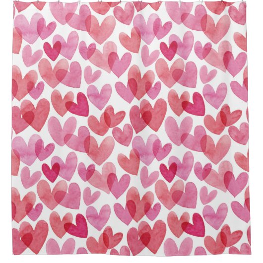 Waterverf hartpatroon douchegordijn (Voorkant)