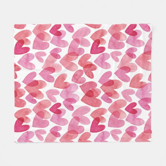 Waterverf hartpatroon fleece deken (Voorkant (Horizontaal))