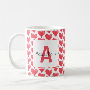 Waterverf Hartpatroon Gepersonaliseerd Monogram ro Koffiemok
