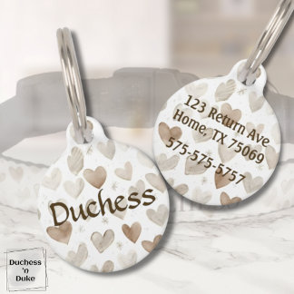 Waterverf Hartpatroon Huisdierenaam Huisdierpenning