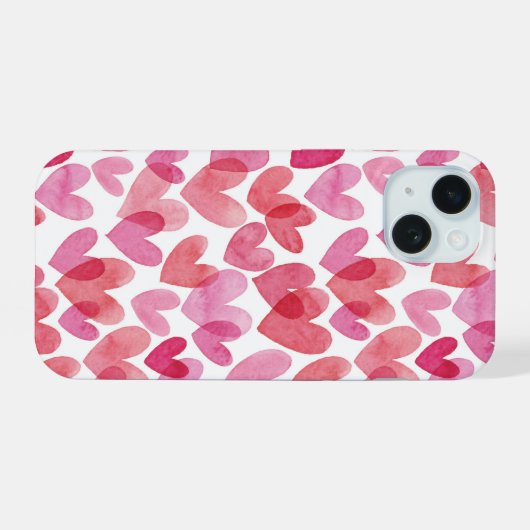 Waterverf hartpatroon iPhone 15 case (Achterkant horizontaal)