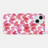 Waterverf hartpatroon iPhone 15 case (Achterkant horizontaal)