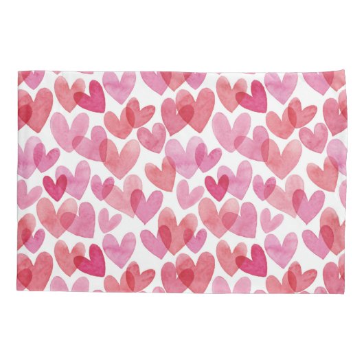 Waterverf hartpatroon kussensloop (Achterkant-Links)