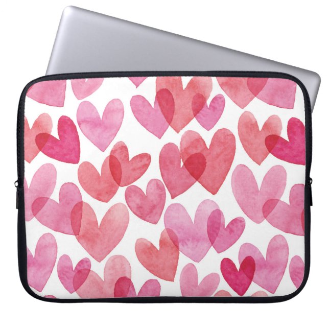 Waterverf hartpatroon laptop sleeve (Voorkant)