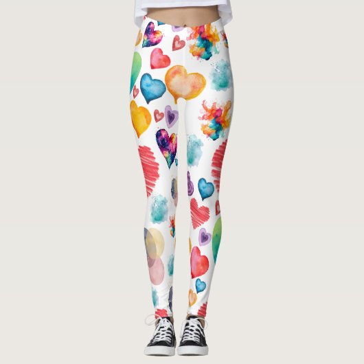 Waterverf hartpatroon leggings (Voorkant)