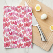Waterverf hartpatroon theedoek (Quarter Fold)