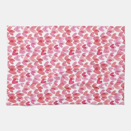 Waterverf hartpatroon theedoek (Horizontaal)