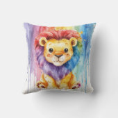 Waterverf Hartvorm Kleurrijke Leeuwenkwekerij Kussen (Achterkant)