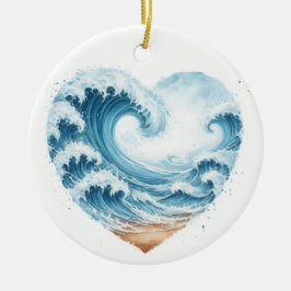 WATERVERF HARTVORMIGE GOLVEN OP HET STRAND KERAMISCH ORNAMENT