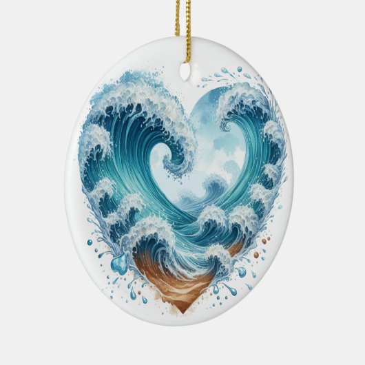 WATERVERF HARTVORMIGE GOLVEN OP HET STRAND KERAMISCH ORNAMENT (Rechts)