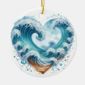 WATERVERF HARTVORMIGE GOLVEN OP HET STRAND KERAMISCH ORNAMENT (Voorkant)