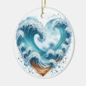 WATERVERF HARTVORMIGE GOLVEN OP HET STRAND KERAMISCH ORNAMENT (Links)