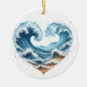 WATERVERF HARTVORMIGE GOLVEN OP HET STRAND KERAMISCH ORNAMENT (Voorkant)