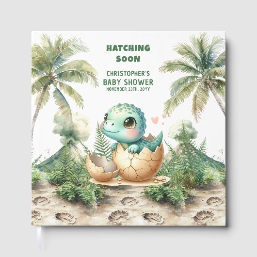 Waterverf Hatching Soon Dinosaur gastenboek (Voorkant)