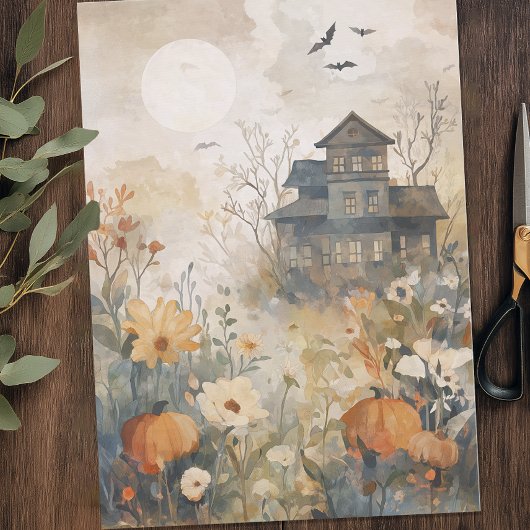 Waterverf Haunted House Halloween Tissuepapier