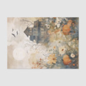 Waterverf Haunted House Halloween Tissuepapier (Voorkant)