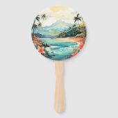 Waterverf Hawaï Bestemming Bruiloft Handwaaier (Achterkant)