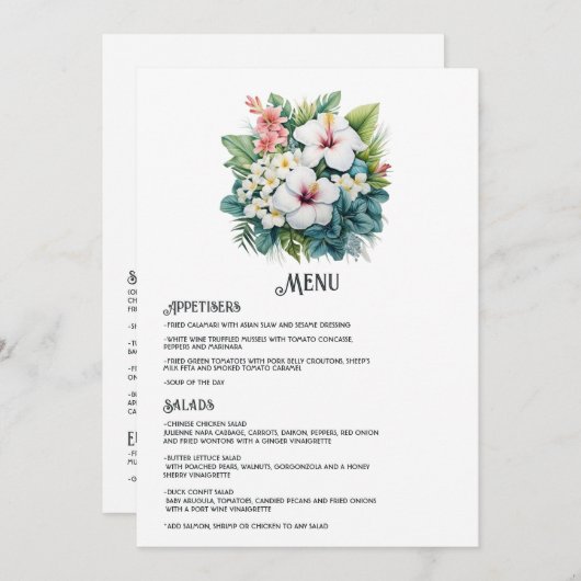 Waterverf Hawaï Bestemming Bruiloft Menu (Voorkant / Achterkant)