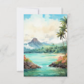 Waterverf Hawaï Bestemming Bruiloft RSVP Kaartje (Achterkant)