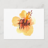 Waterverf Hawaï Hibiscus Gele Bloem Bewegend