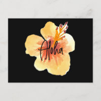 Waterverf Hawaï Hibiscus Gele Bloemen Bewegend