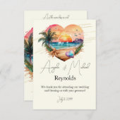 Waterverf Hawaii Beach Sunset Hart Bruiloft Bedankkaart (Voorkant / Achterkant)