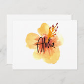 Waterverf Hawaii Hibiscus Yellow Floral Moving Briefkaart (Voorkant / Achterkant)