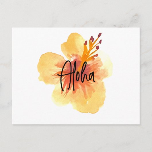 Waterverf Hawaii Hibiscus Yellow Floral Moving Briefkaart (Voorkant)