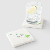 Waterverf Hawaii State Map Stenen Onderzetter (Zijkant)