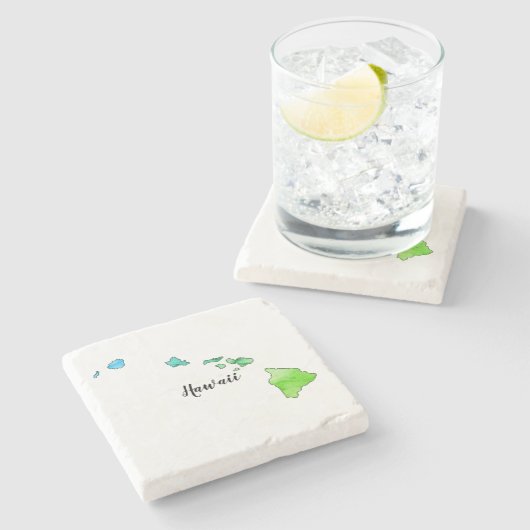 Waterverf Hawaii State Map Stenen Onderzetter (Zijkant)