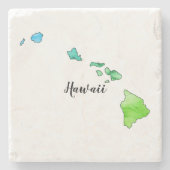Waterverf Hawaii State Map Stenen Onderzetter (Voorkant)