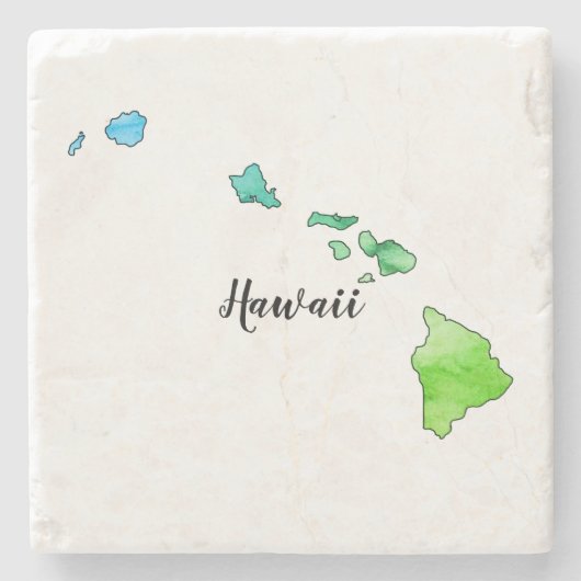 Waterverf Hawaii State Map Stenen Onderzetter (Voorkant)