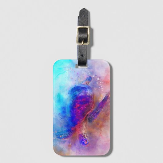 Waterverf Hawaiiaanse Zee Turtle Bagagelabel (Voorkant (verticaal))