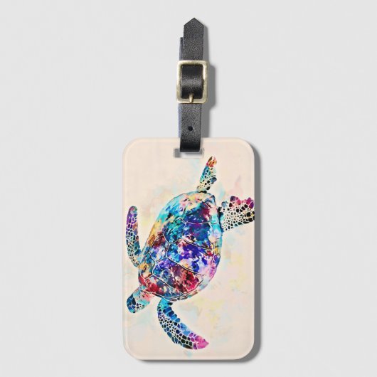 Waterverf Hawaiiaanse Zee Turtle Bagagelabel (Voorkant (verticaal))